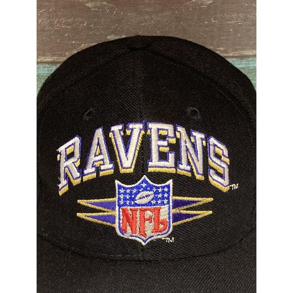 Vintage 90’s Baltimore Ravens NFL Spike Hat Snapback Black Logo Athletic Rare - Picture 3 of 13